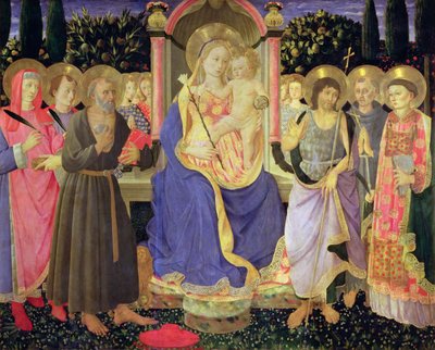 Madone et Enfant en trône avec des saints - Master of the Buckingham Palace Madonna